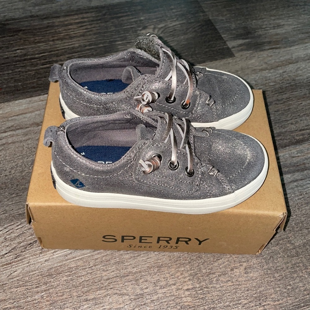 Toddler 7.5M Sperry Crest Vibe Jr Pewter Velcro Shoes
